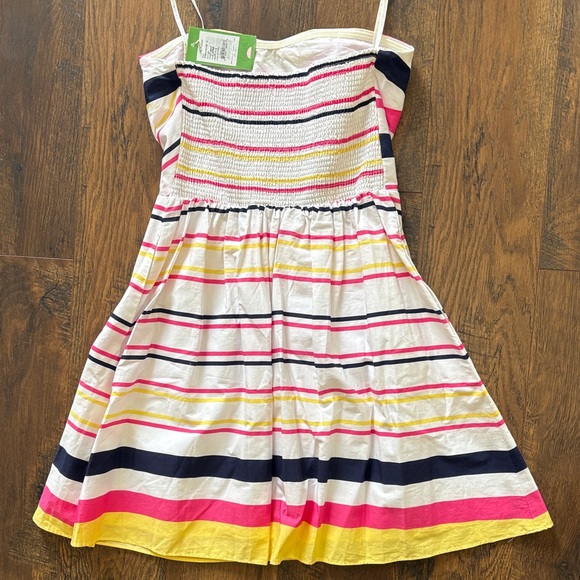 Lilly Pulitzer Strapless Dress in Pink, Yellow, and Navy Stripes - Picture 4 of 5